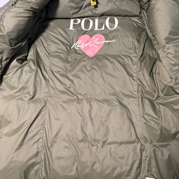 Polo Ralph Lauren Kids XL 16 Gray Olive Down Puffer Parka Hooded Jacket Coat - Picture 6 of 14
